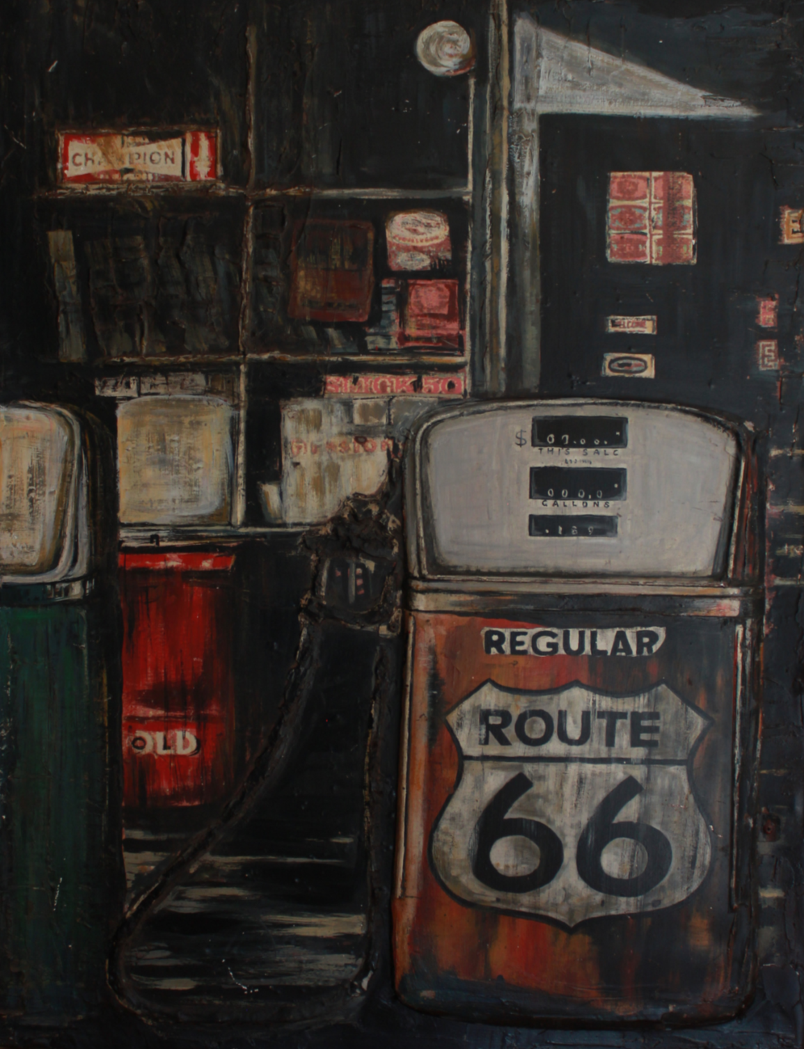 Painting Wall Art Metal 3D Route 66 Gas Station