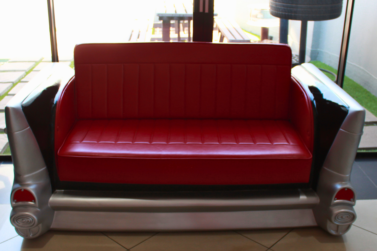 Vintage Belair Rear Sofa Red and Black