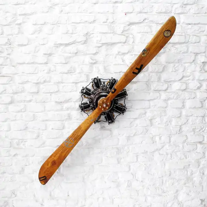 Vintage Antique Aeroplane Propeller & Engine Model