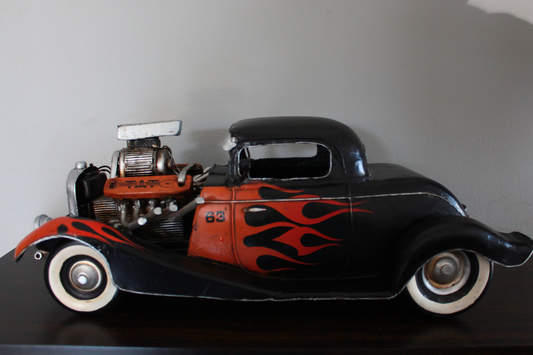 Vintage Handmade Iron Art black Classic Modified Muscle Car Model