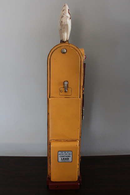 1938 Yellow Brown Shell Gas Pump Old Style Metal Model