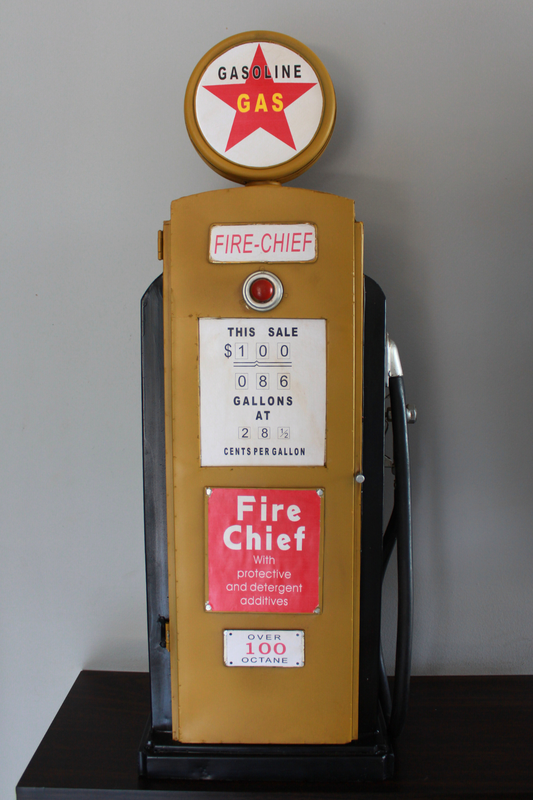 Yellow Fire Chief Gas Pump Old Style Metal Model